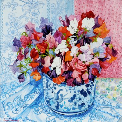 Mavi ve Beyaz Tencerede Tatlı Bezelye,2010,suluboya by Joan Thewsey