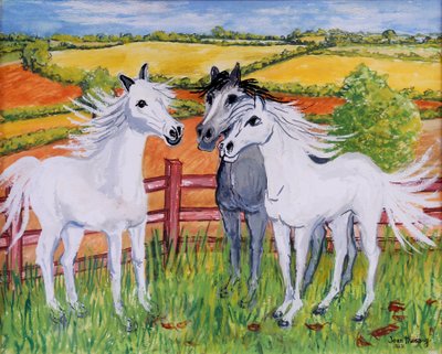 Üç Frisky Horses,2002,(guaj) by Joan Thewsey