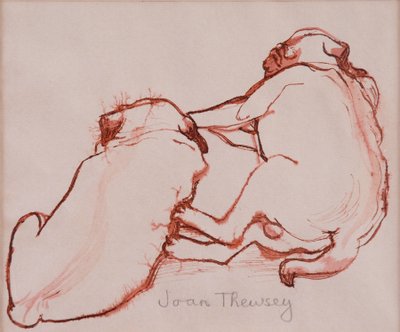 İki Pug Yavrusu, kardeşler,2005,(ıslak kağıt üzerine mürekkep) by Joan Thewsey