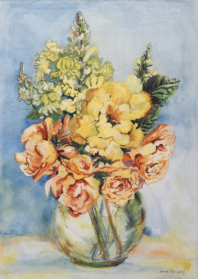 Sarı Güller ve Antirrhinumlar, 2001, (el yapımı kağıt üzerine wc) by Joan Thewsey