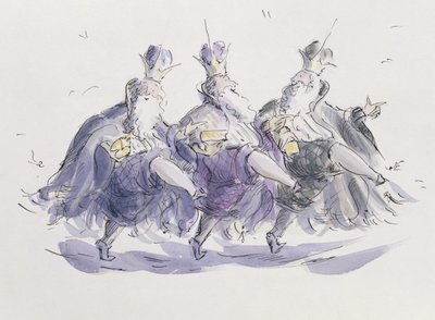 Bir Jig Dans Eden Üç Kral (kağıt üzerinde kalem & mürekkep ve wc) by Joanna Logan
