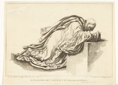 Geknielde figürü İsa dramasının resimleri için çalışma (nesne üzerindeki başlık) by Joannes Bemme