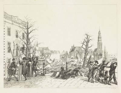 Barut felaketinden sonra Leiden'deki kalıntılar, 1807 by Joannes Bemme