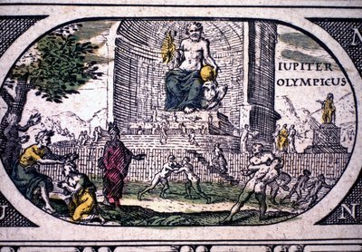 Antik Çağın Yedi Harikasının Temsili: Phidias'ın Jüpiter (Zeus) heykeli - Jansson Jannsonius tarafından "Atlas"ta, 1630'da Amsterdam'da basılmıştır by Joannes Jansson