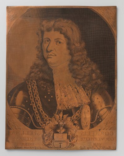 Cornelis Speelman 1640-1684, Hollanda Doğu Hint Adaları Genel Valisi 1681-1684'ün portresini (göğüs parçası) olan bakır oyma levhası by Joannes de Jongh