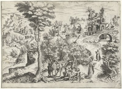 İyi Samiriyeli ile Manzara by Joannes van Doetechum (I) (attributed to)