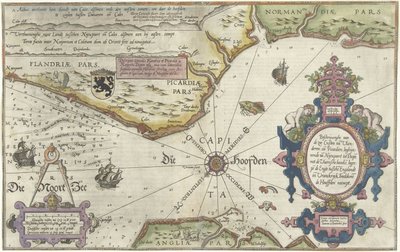Flanders, Normandiya ve İngiltere kıyılarının haritası Denizin tanımı Custen van Vlanderen ende Picardien (...) (nesne üzerindeki başlık) by Joannes van Doetechum (I)
