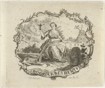 yanan lambalı kadın Emek ve endüstri (nesne üzerindeki başlık) by Joannis Jacobus Bijlaert