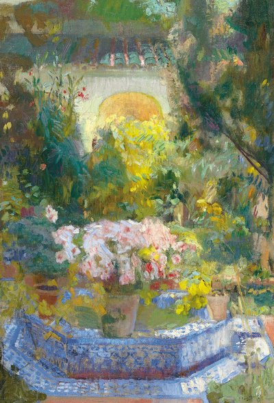 Sorolla Evi Avlusu - Sorolla y Bastida, Joaquin (1863-1923) - 1917 - Tuval üzerine yağlı boya - 95.9x64.8 - Museo Carmen Thyssen, Malaga by Joaquin Sorolla y Bastida