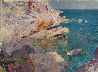 Jávea beyaz kayıkla sallanıyor. 1905 by Joaquín Sorolla