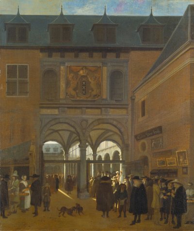 Amsterdam Menkul Kıymetler Borsası, 1675-80 civarı (tuval üzerine yağlıboya) by Job Berckheyde