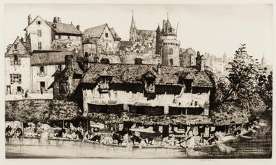 Les Lavoirs, Vannes (gravür ve kuru nokta) by Job Nixon