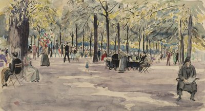 Tuileries Bahçeleri, Paris, c.1925 (kağıt üzerinde mürekkep ve tuvalet) by Job Nixon