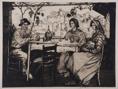 Una Trattoria, 1928 (aşındırma ve kuru nokta) by Job Nixon