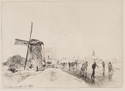 Maaslins şehrinin görünümü by Johan Barthold Jongkind