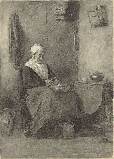 Çiftçi kadın iç by Johan Antonie de Jonge