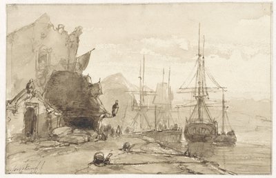 Yurtdışında liman manzarası by Johan Barthold Jongkind