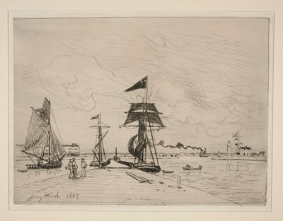 Honfleur Limanı'ndaki Ahşap İskele by Johan Barthold Jongkind