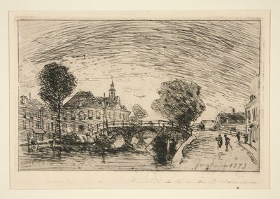 Kanal üzerindeki köprü by Johan-Barthold Jongkind