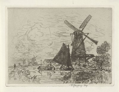 Rotterdam yakınlarındaki yel değirmenleri by Johan Barthold Jongkind