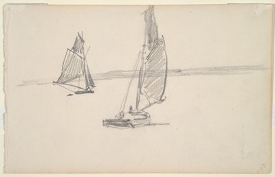 Sakin Suda İki Balıkçı Teknesi (rekto); Sakin Suda İki Yelkenli (verso) by Johan-Barthold Jongkind