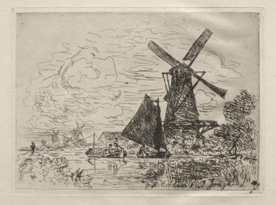 Hollanda'daki yel değirmenleri by Johan Barthold Jongkind