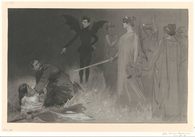 Transvaal'daki savaşın politik bir alegorisinde şeytan olarak Chamberlain ve Kitchener by Johan Braakensiek