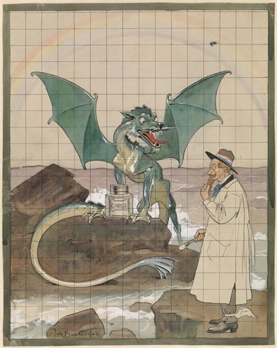 Chinol bir tencerede ejderha ile sanatçı by Johan Braakensiek