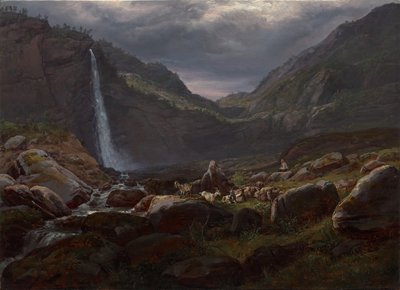 Feige Şelalesi (Feigefossen), Lysterfjord, Norveç by Johan Christian Dahl