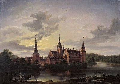Ay ışığında Frederiksborg Kalesi, 1817. by Johan Christian Dahl