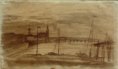 "Ay Işığında Dresden" resminin taslağı by Johan Christian Dahl