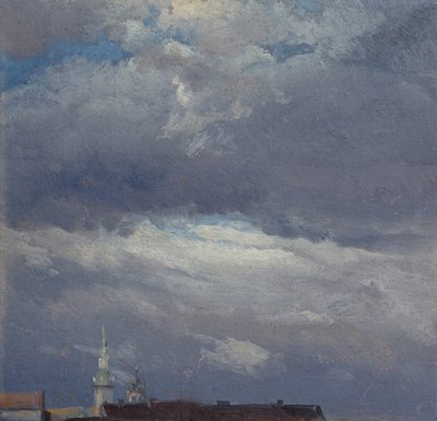 Dresden kale kulesi üzerinde fırtına bulutları by Johan Christian Dahl