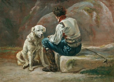 beyaz köpek ile İtalyan by Johan Christian Dahl