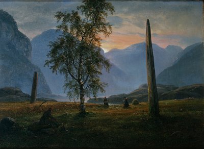 Anıt taşlarla manzara by Johan Christian Dahl