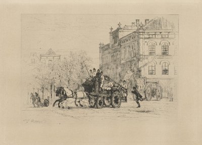Bir itfaiye aracı ile Weesperplein görünümü by Johan Conrad Greive