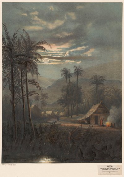 Sumedang yakınlarındaki ay ışığında manzara Sumadang çevresinde ay ışığında manzara (preanger regencies.) (nesne üzerindeki başlık) by Johan Conrad Greive