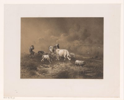 Fırtınada sürüsü olan çoban by Johan Daniël Koelman