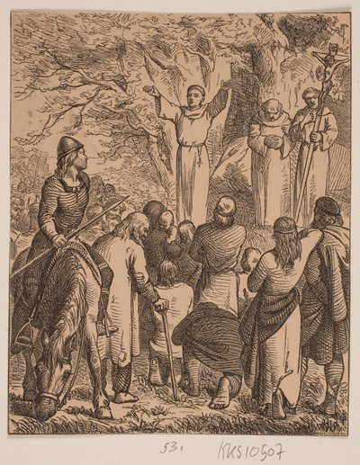Ansgar Hristiyanlığı vaaz ediyor by Johan Frederik Rosenstand