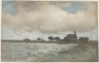 Noorden yakınlarındaki Noordse Dorp'taki kilisenin görünümü by Johan Hendrik Weissenbruch