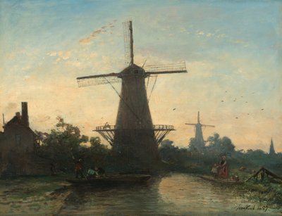 Rotterdam yakınındaki değirmenler by Johan Jongkind