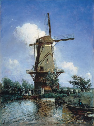 Delft yakınlarındaki yel değirmeni by Johan Jongkind