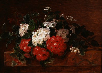 Mermer bir çıkıntı üzerinde sarmaşıklar. Johan Laurentz Jensen (1800-1856) tarafından yapılmış resim Özel koleksiyon. by Johan Laurents Jensen