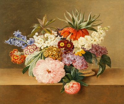 Sepette İris, Leylak, Primulae, Blossom ve Peonies, by Johan Laurents Jensen