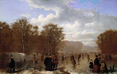 Wissahickon'da paten kaymak, 1875. by Johan Mengels Culverhouse