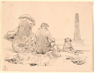 Bissekrämmeren ve köpeği by Johan Thomas Lundbye