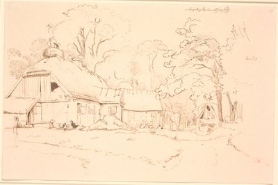 Çatıda leylek yuvası olan çiftlik evi by Johan Thomas Lundbye