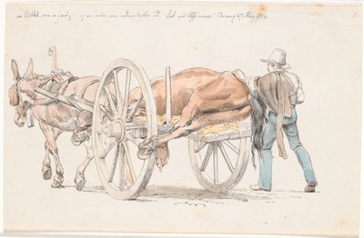 Ölü bir at bir eşek arabasına bindirildi by Johan Thomas Lundbye