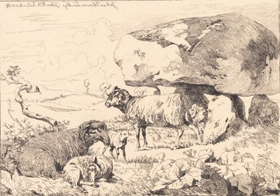 Bir mezar höyüğünde koyun by Johan Thomas Lundbye