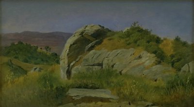 Ön planda kayalar ile manzara. Civitella, İtalya by Johan Thomas Lundbye