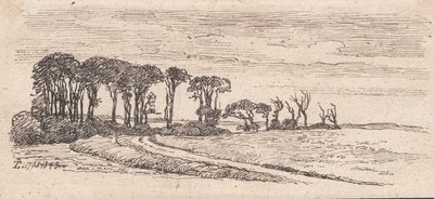 Bir sıra ağaç ile manzara by Johan Thomas Lundbye
